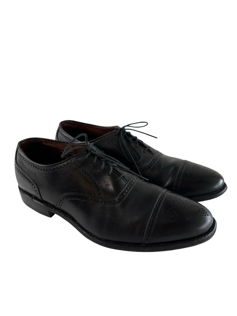 Allen Edmonds Stratton Brouge Cap Toe Oxfords Mens Size 9.5 B Black Leather Sole